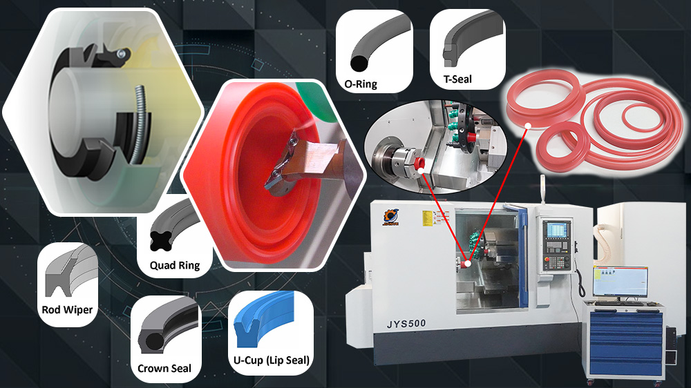 cnc seal machining lathe, cnc seal ring turning machine, hydraulic seal cnc lathe, rubber seal machining, gasket cnc lathe, o-ring cnc turning