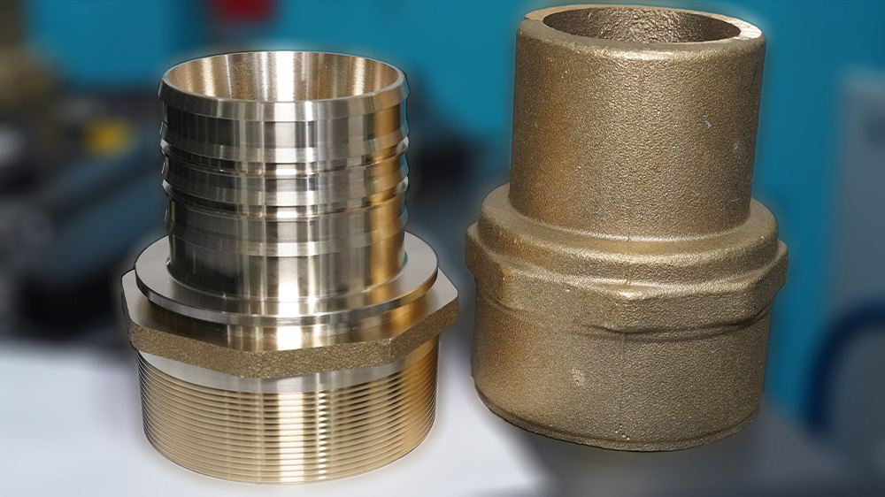 Finished large pipe fitting after two-stage machining on L35H horizontal turn-mill