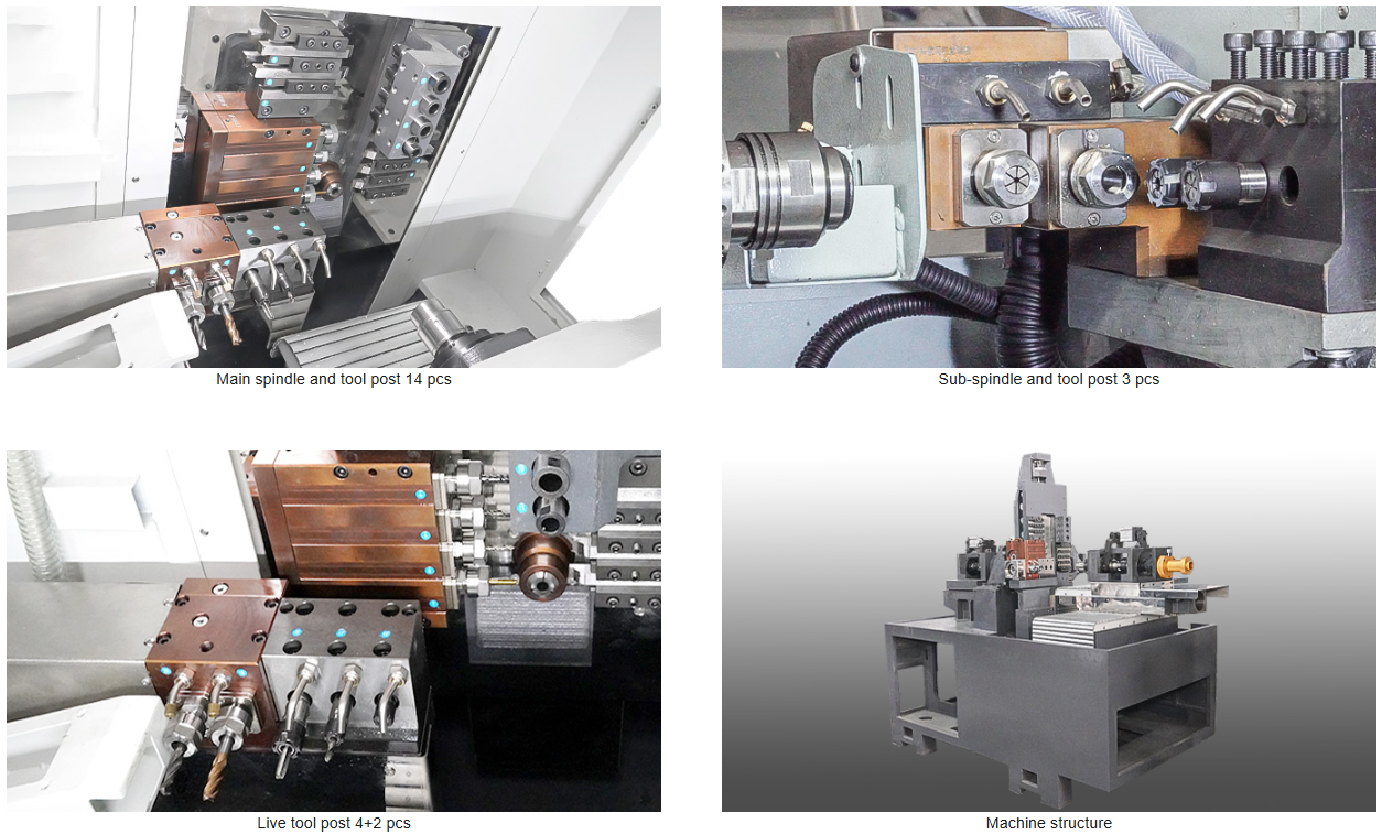 KM-116-5 CNC Lathe Main and Sub Spindle Live Tooling Structural Layout